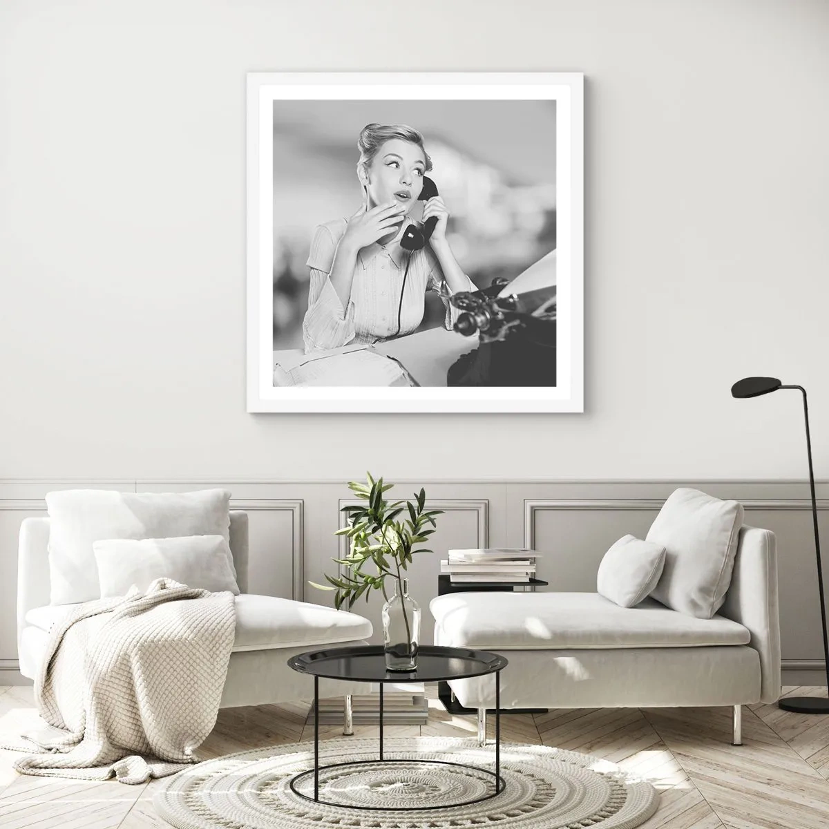 Plakat i hvid ramme - Hej, vi er i 1950'erne. - 50x50 cm