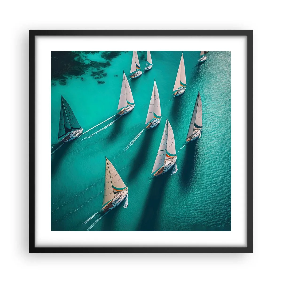Plakat i sort ramme - Konkurrerer med vinden - 50x50 cm