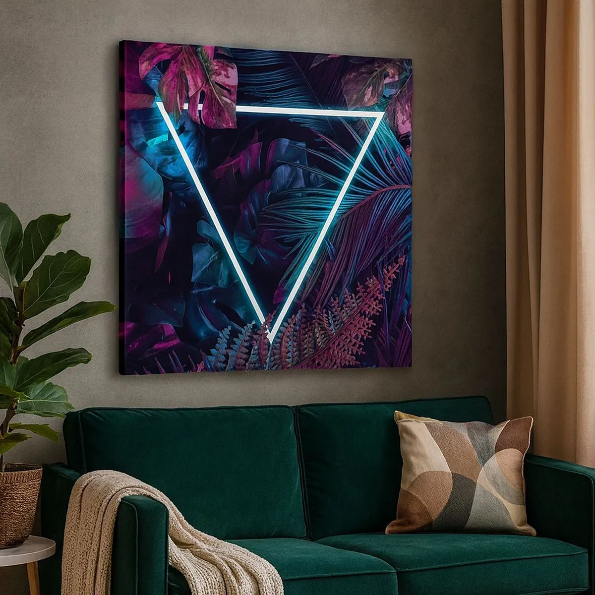 Lærredstryk - Billede på lærred - Have i disco-stil - 30x30 cm