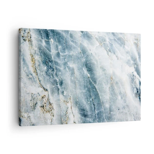 Lærredstryk - Billede på lærred - Marmortekstur i nuancer af blå og hvid - 70x50cm - Isverden - Moderne vægdekoration til stue og soveværelse ARTTOR