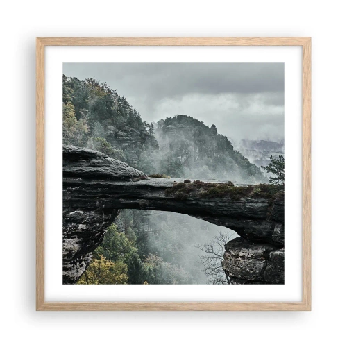 Plakat i ramme af lyst egetræ - Eventyret er ved at begynde - 50x50 cm