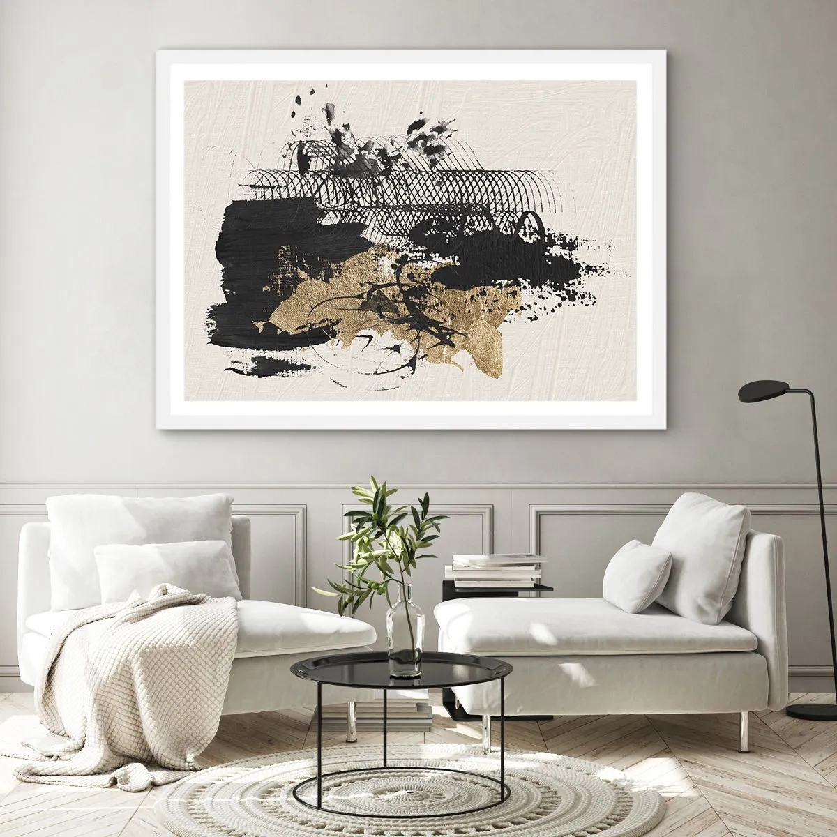 Plakat i hvid ramme - Komposition med lidenskab - 70x50 cm