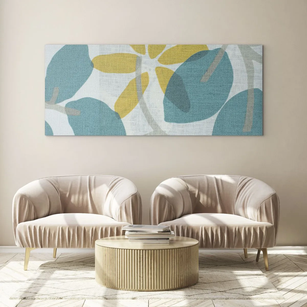 Billede på glas - Blandt azurblå blade - 100x40 cm