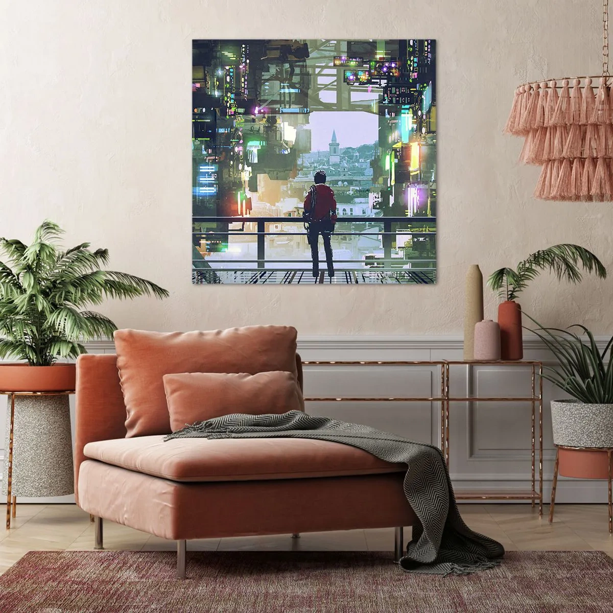 Lærredstryk - Billede på lærred - To verdener - 50x50 cm