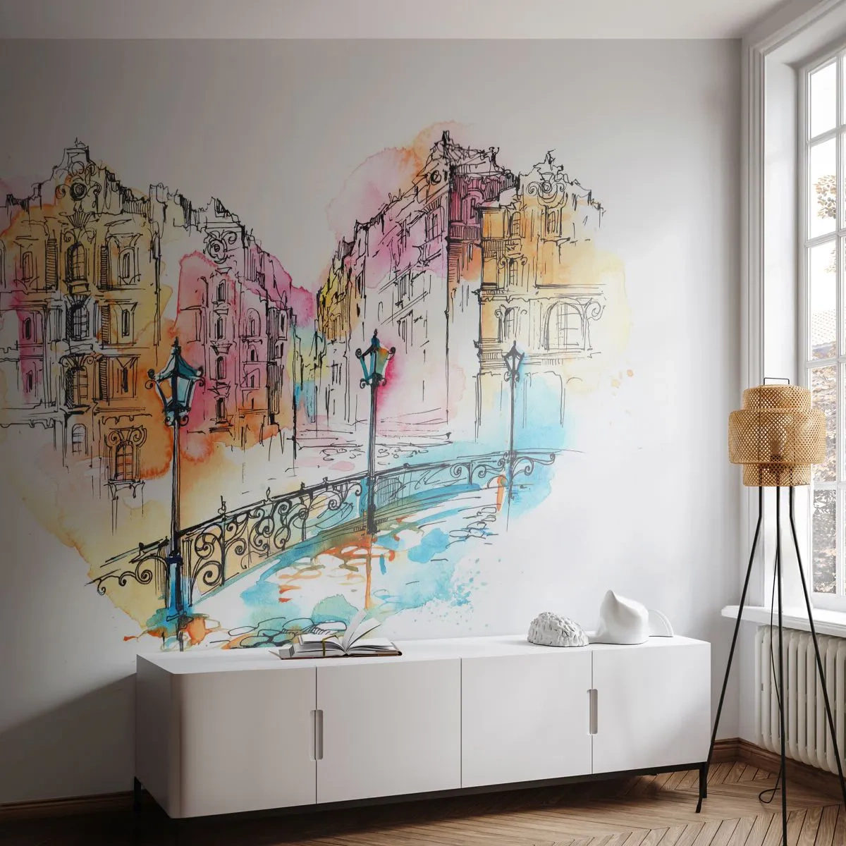 Fototapet Premium Sand - Byens hjerte - By, Arkitektur, Bro - 100x70 cm