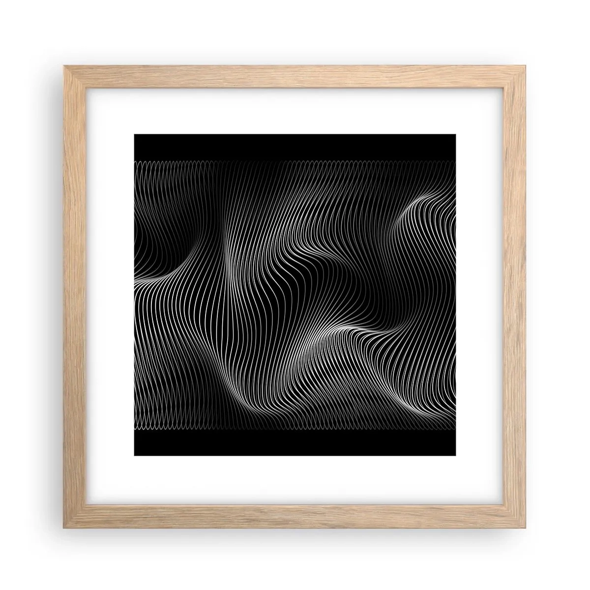 Plakat i ramme af lyst egetræ - Lysets dans i rummet - 30x30 cm
