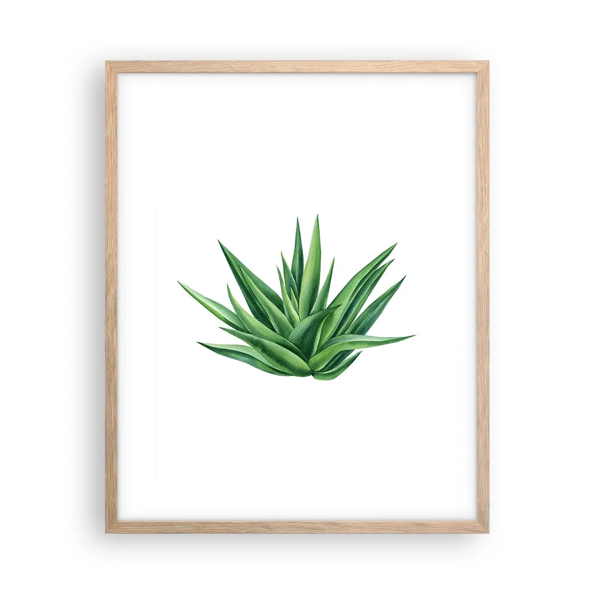Plakat i ramme af lyst egetræ - Grøn - styrke - liv - 40x50 cm