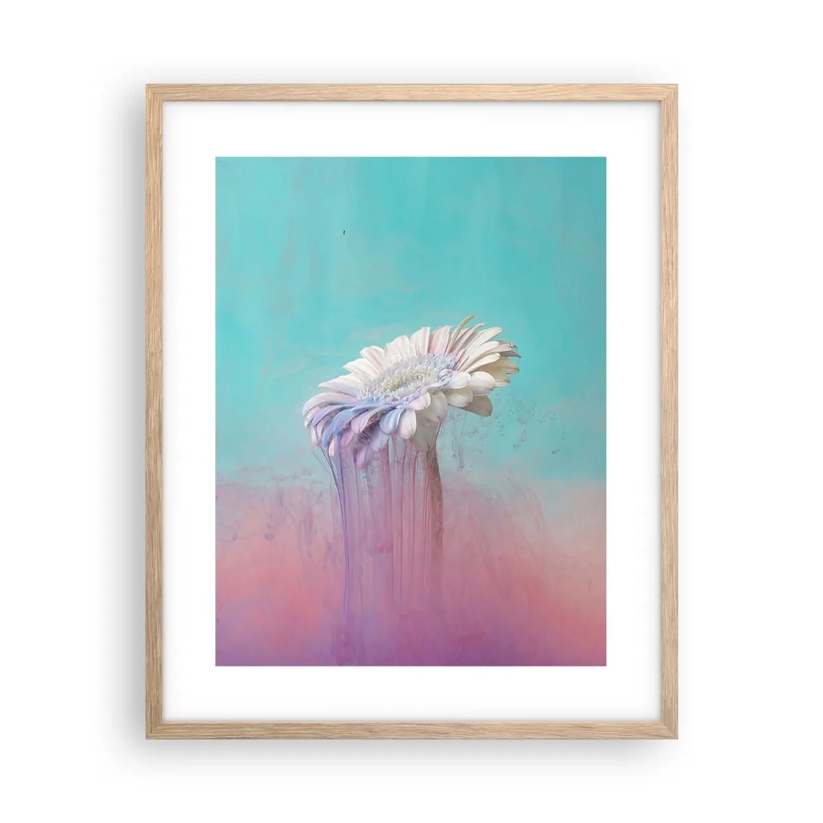 Plakat i ramme af lyst egetræ - Blomster efter døden - 40x50 cm