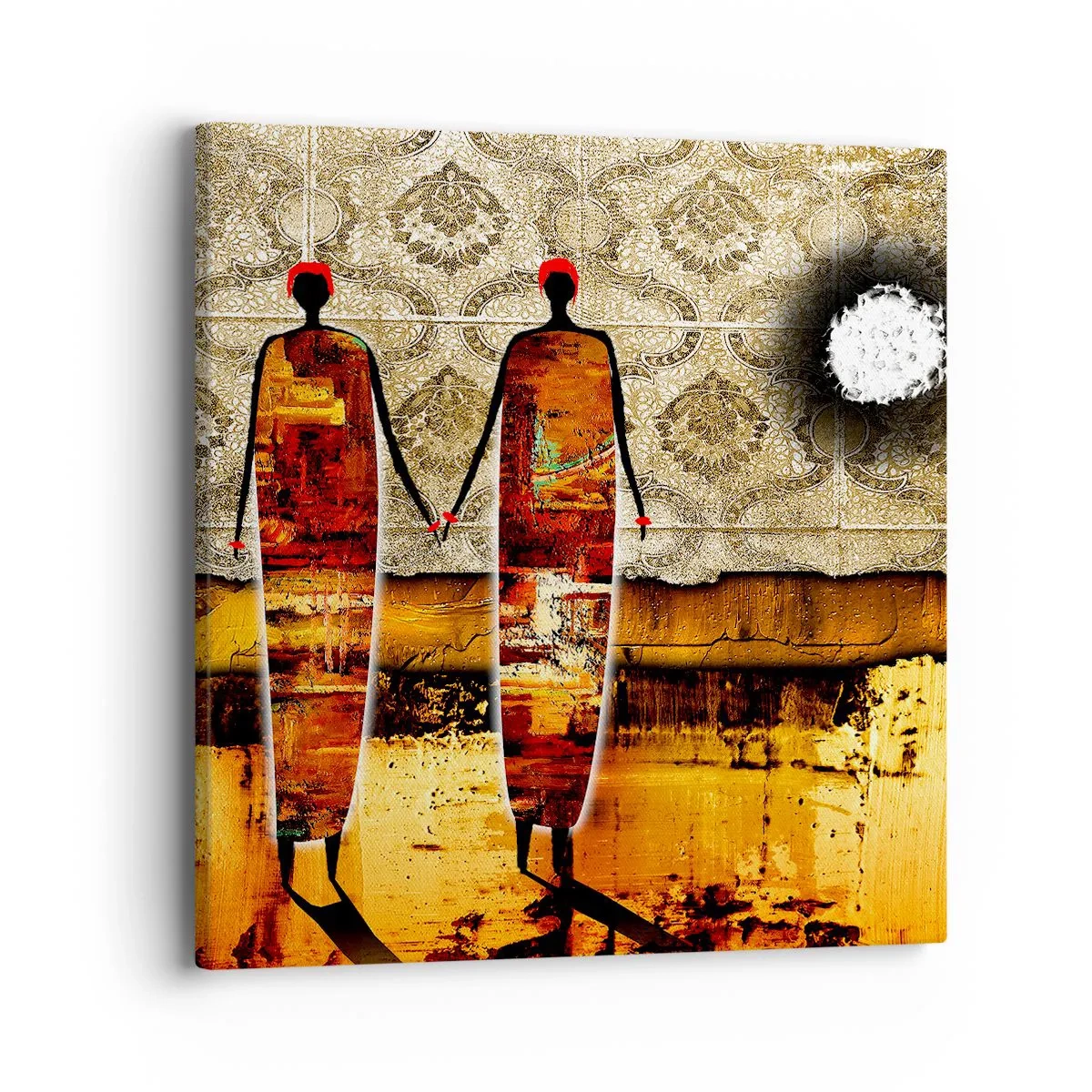 Lærredstryk - Billede på lærred - Etnisk sammensætning i farverne i Afrika - 40x40 cm
