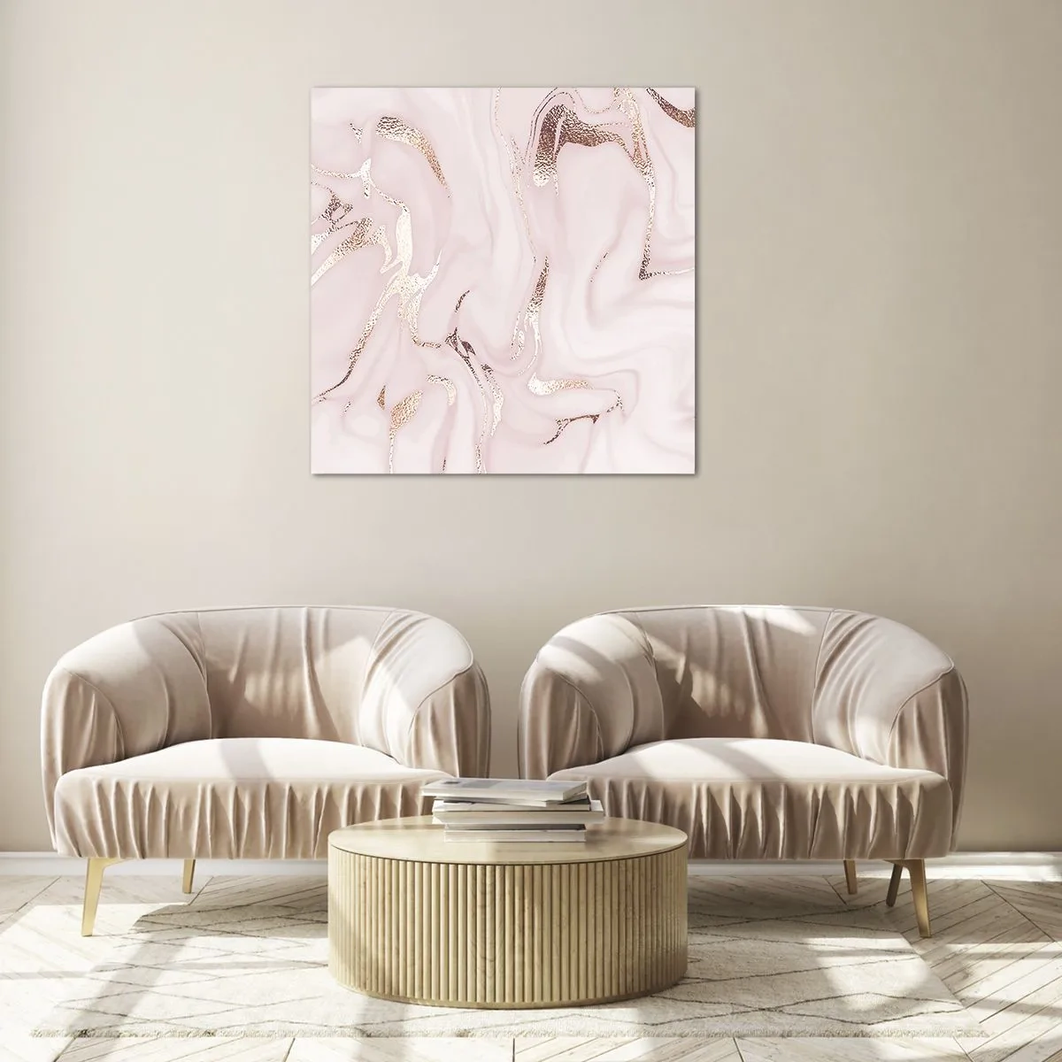 Billede på glas - I et lyserødt tørklæde - 70x70 cm