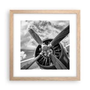 Plakat i ramme af lyst egetræ - Himmelens erobrer - 30x30 cm