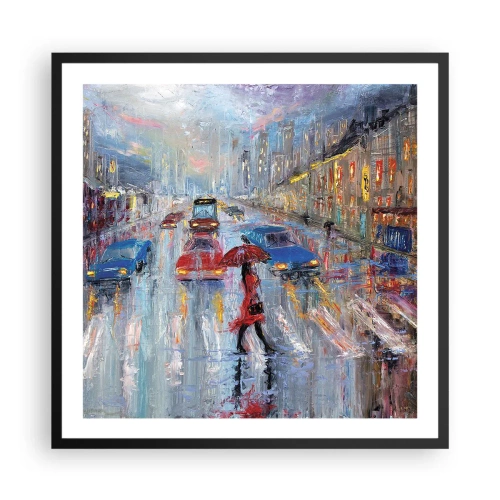 Plakat i sort ramme - Regnfuld eftermiddag i byen - 60x60 cm