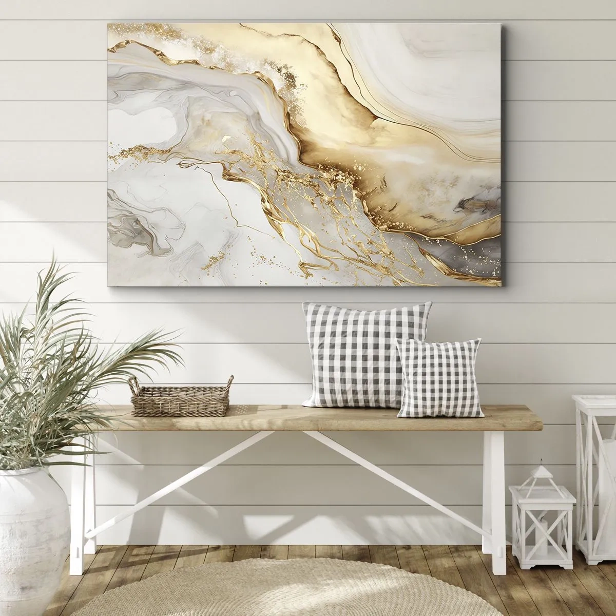 Lærredstryk - Billede på lærred - Abstraktion: skønhed og godhed - 120x80 cm