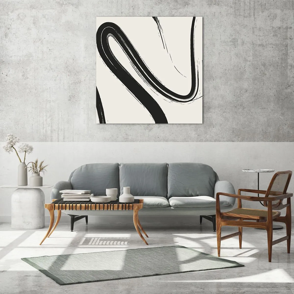 Billede på glas - Sort og hvid fantasifuldhed - 70x70 cm