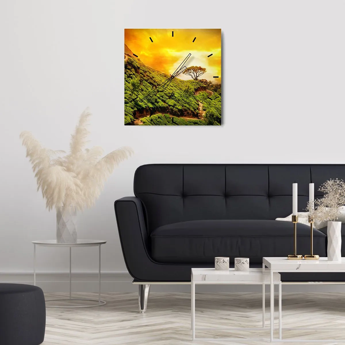 Vægur, Uret - En snoet sti, en grøn skråning - 40x40 cm