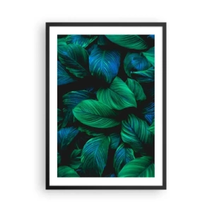 Plakat i sort ramme - Grønne blade i intense nuancer - 50x70cm - I den grønne flok - Moderne vægdekoration til stue og soveværelse ARTTOR