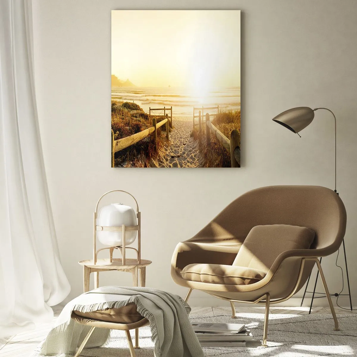 Billede på glas - Over klitten, mod solen - 50x70 cm