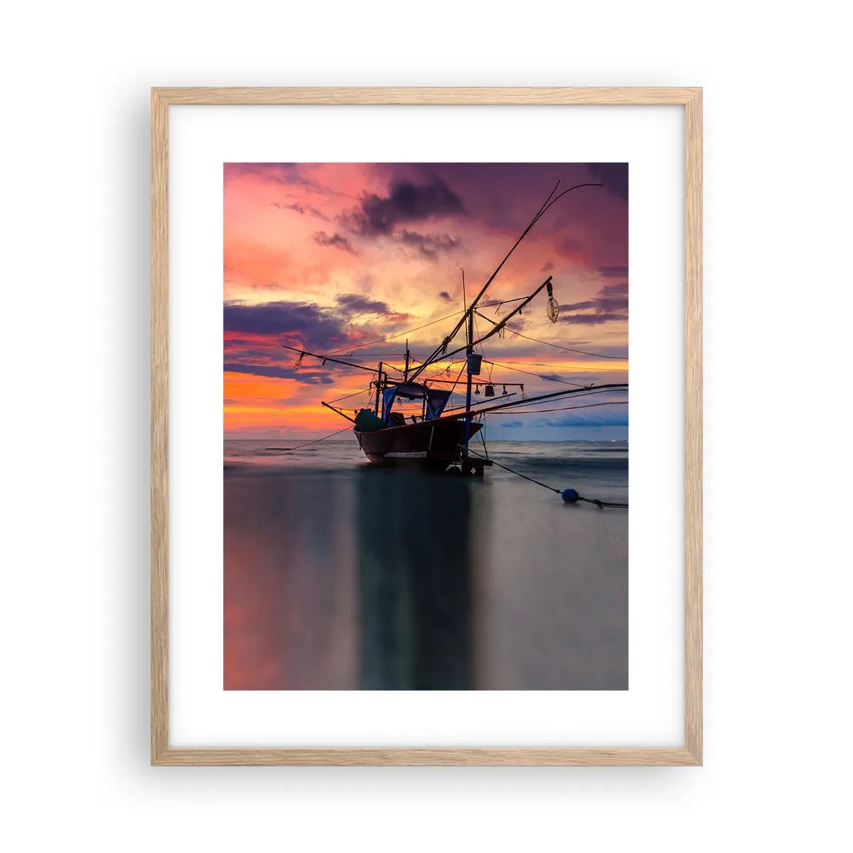 Plakat i ramme af lyst egetræ - En eksotisk aften - 40x50 cm