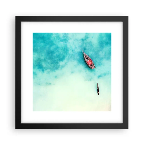 Plakat i sort ramme - For på Zanzibars strande, når det overskydende vand... - 30x30 cm