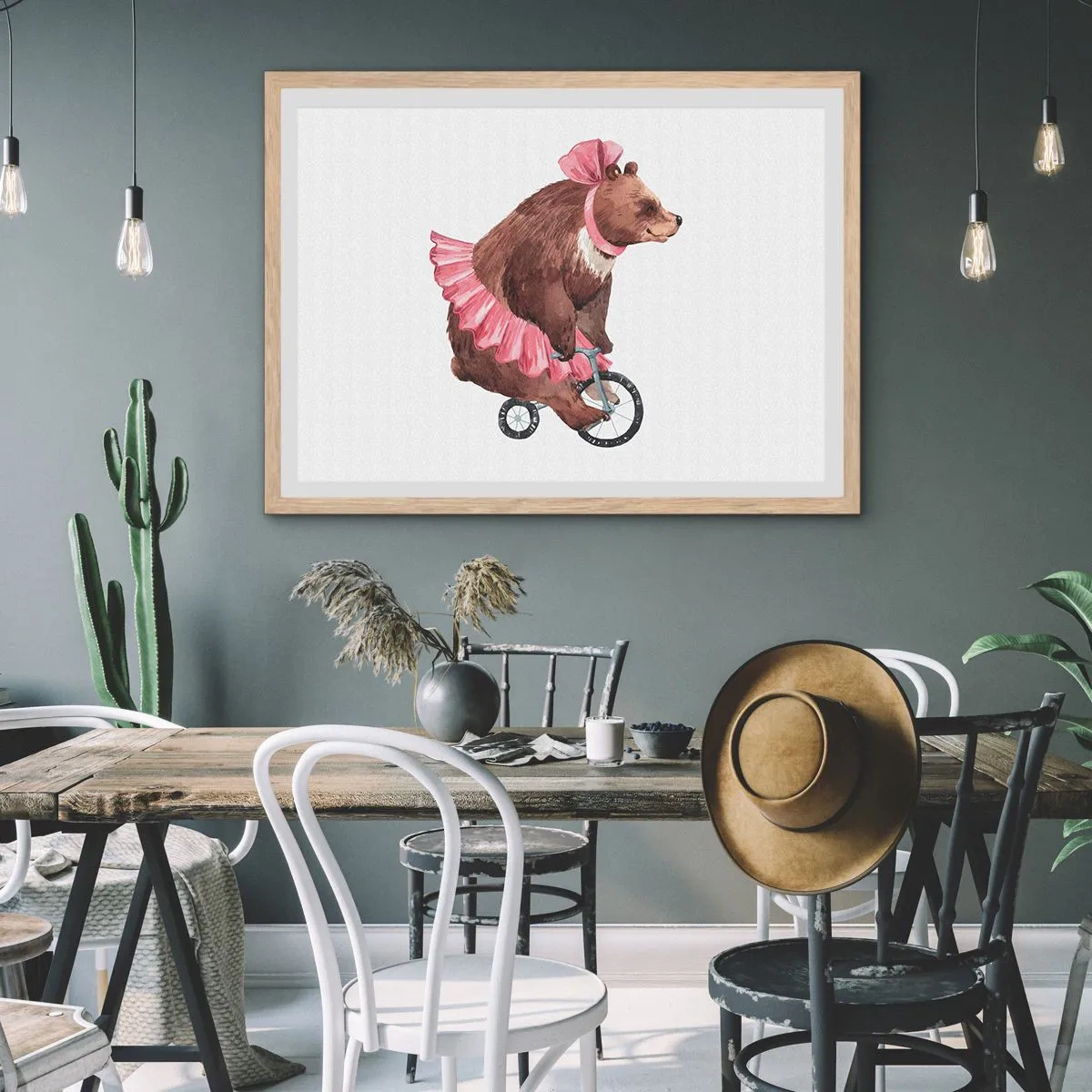 Plakat i ramme af lyst egetræ - Sikke et cirkus! - 70x50 cm