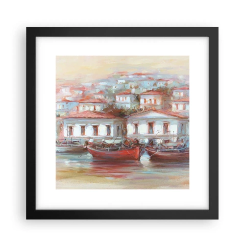 Plakat i sort ramme - Lykkelig by - 30x30 cm
