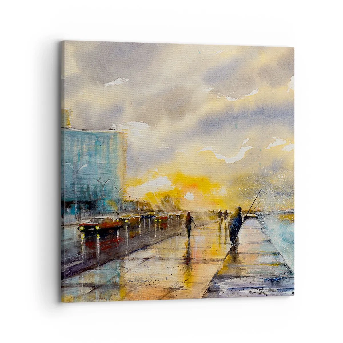 Lærredstryk - Billede på lærred - Livet på kysten - 70x70 cm