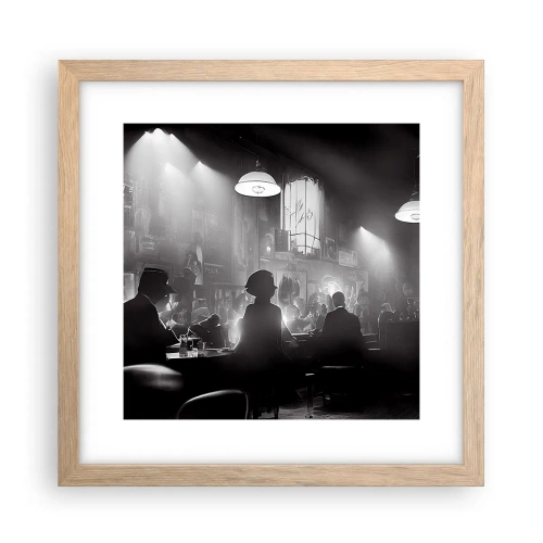 Plakat i ramme af lyst egetræ - I en jazzet stemning - 30x30 cm