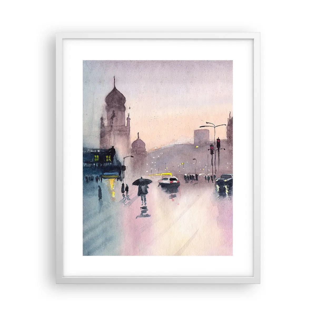 Plakat i hvid ramme - I en regnfuld tåge - 40x50 cm