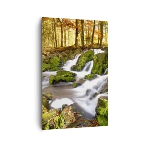 Lærredstryk - Billede på lærred - Bystrøm gennem efterårsskoven - 80x120 cm
