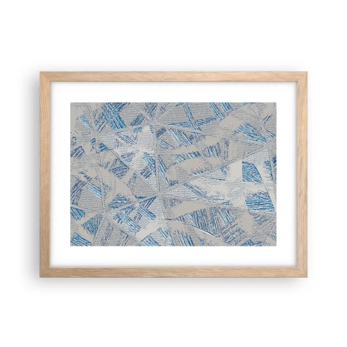 Plakat i ramme af lyst egetræ - I en gråblå labyrint - 40x30 cm