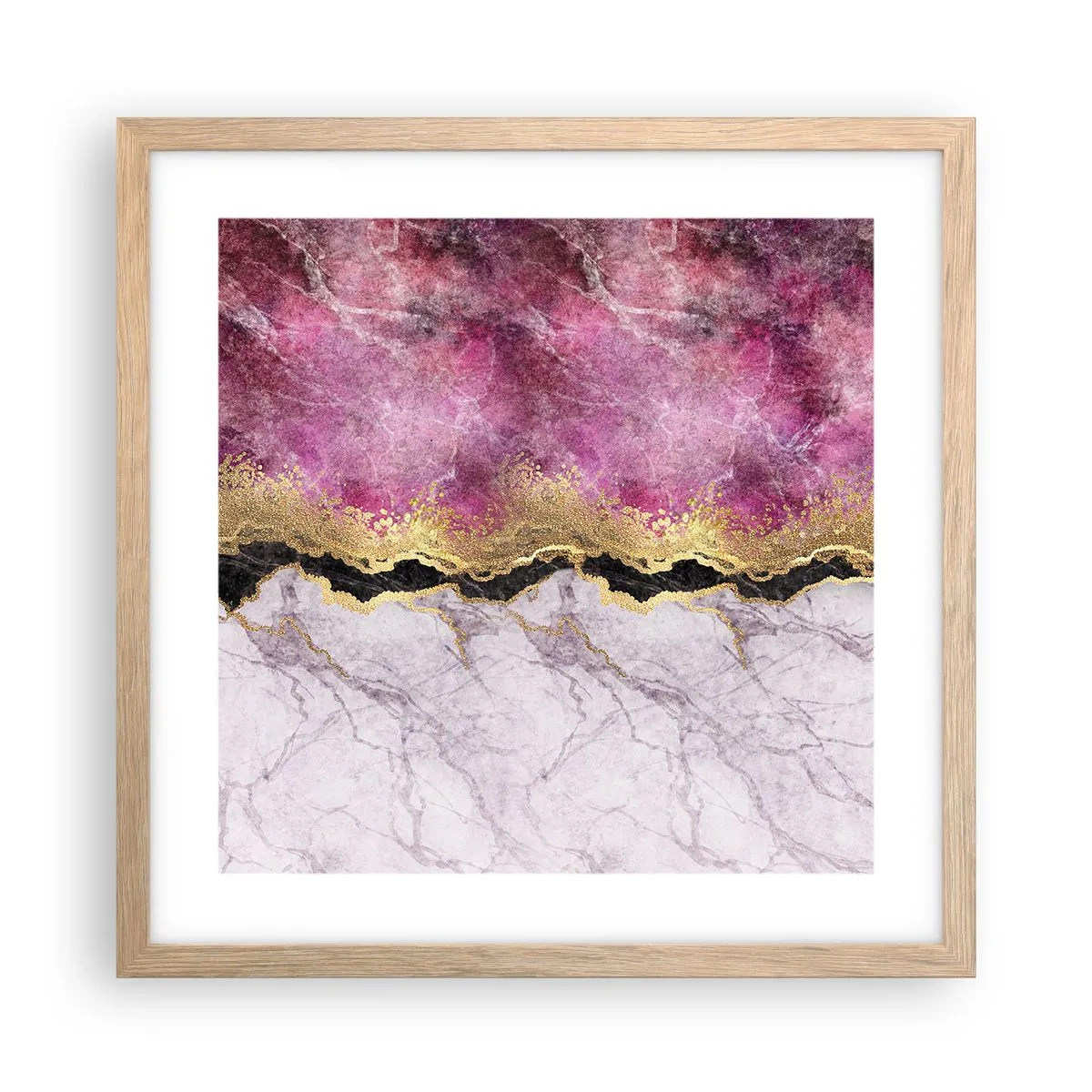 Plakat i ramme af lyst egetræ - På grænsen - 40x40 cm