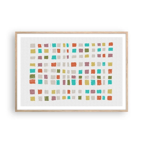 Plakat i ramme af lyst egetræ - Ukendt leg - 100x70 cm