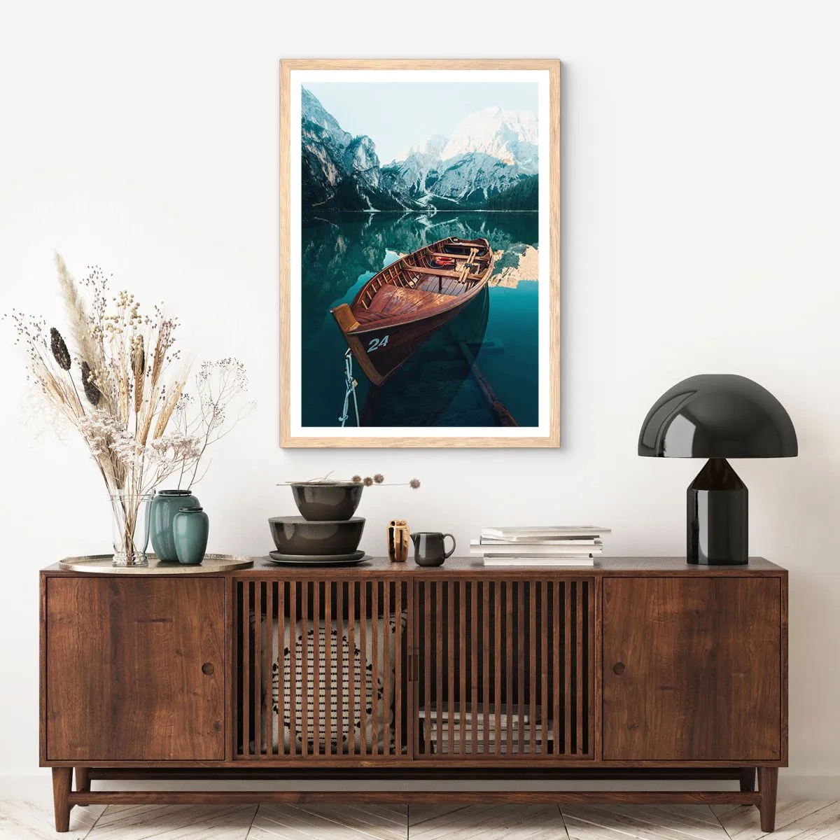 Plakat i ramme af lyst egetræ - Som om det var malet på glas - 70x100 cm