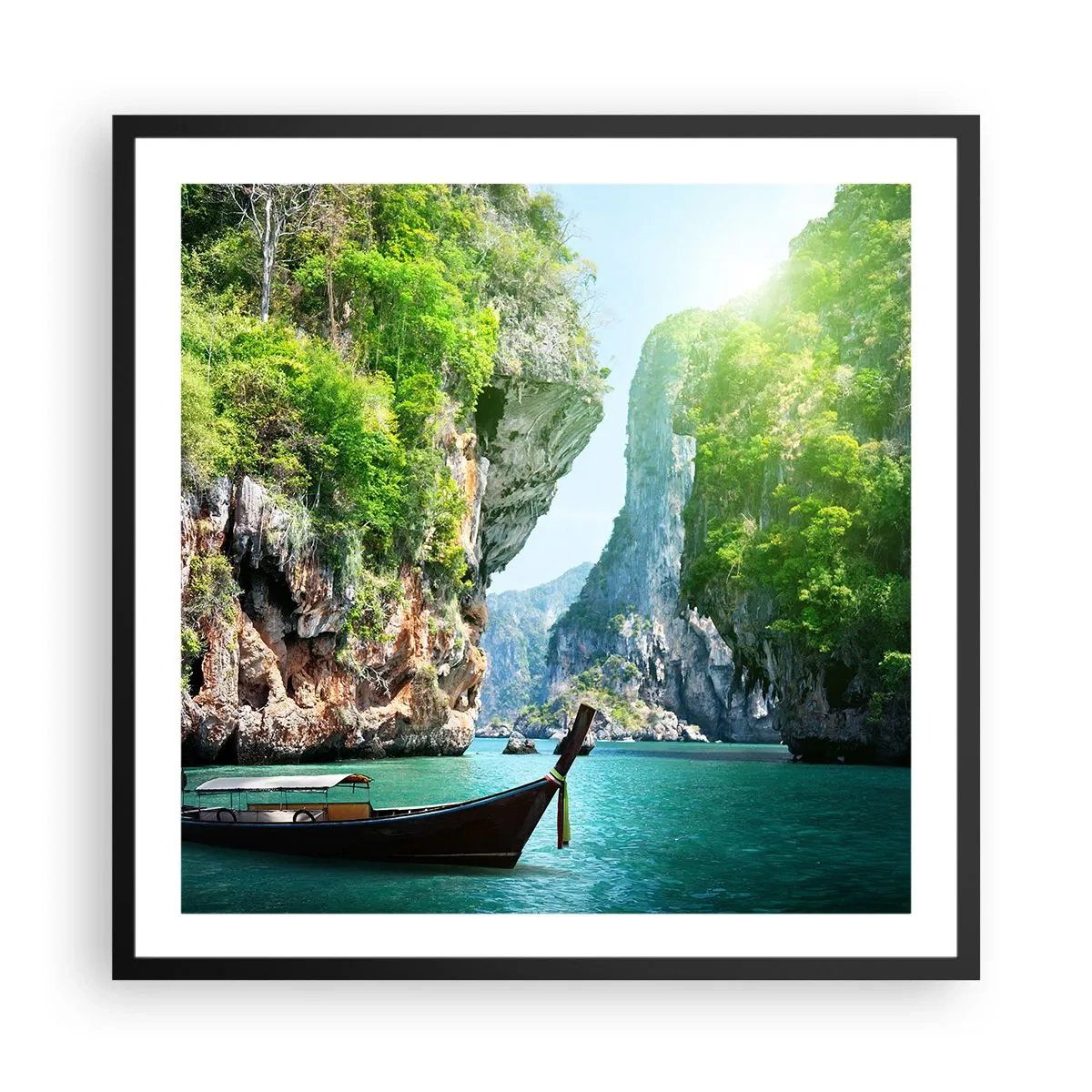 Plakat i sort ramme - En invitation til en eksotisk rejse - 60x60 cm