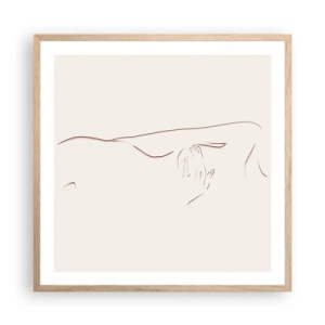 Plakat i ramme af lyst egetræ - Begærets form - 60x60 cm