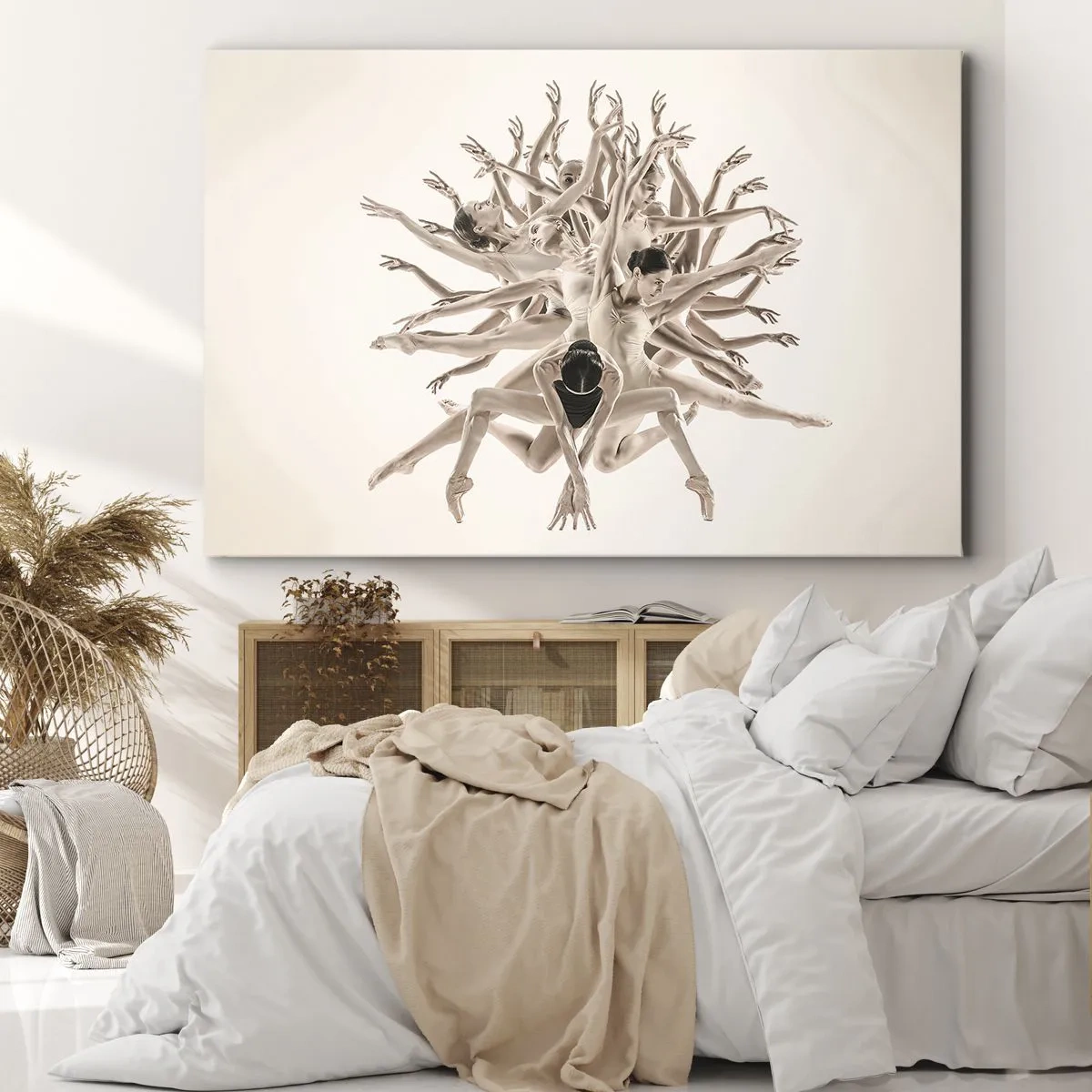 Lærredstryk - Billede på lærred - Abstrakt komposition af dansere i bevægelse - 70x50cm - Blomstrende i dans - Moderne vægdekoration til stue og soveværelse ARTTOR