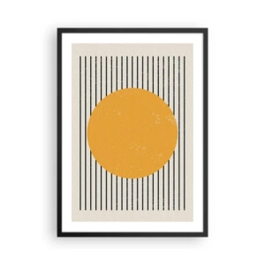 Plakat i sort ramme - Geometrisk komposition med orange cirkel og linjer - 50x70cm - Enkelthedens kraft - Moderne vægdekoration til stue og soveværelse ARTTOR