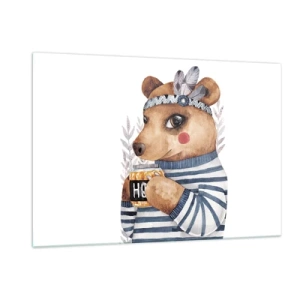 Billede på glas - Søde bjørn - 120x80 cm