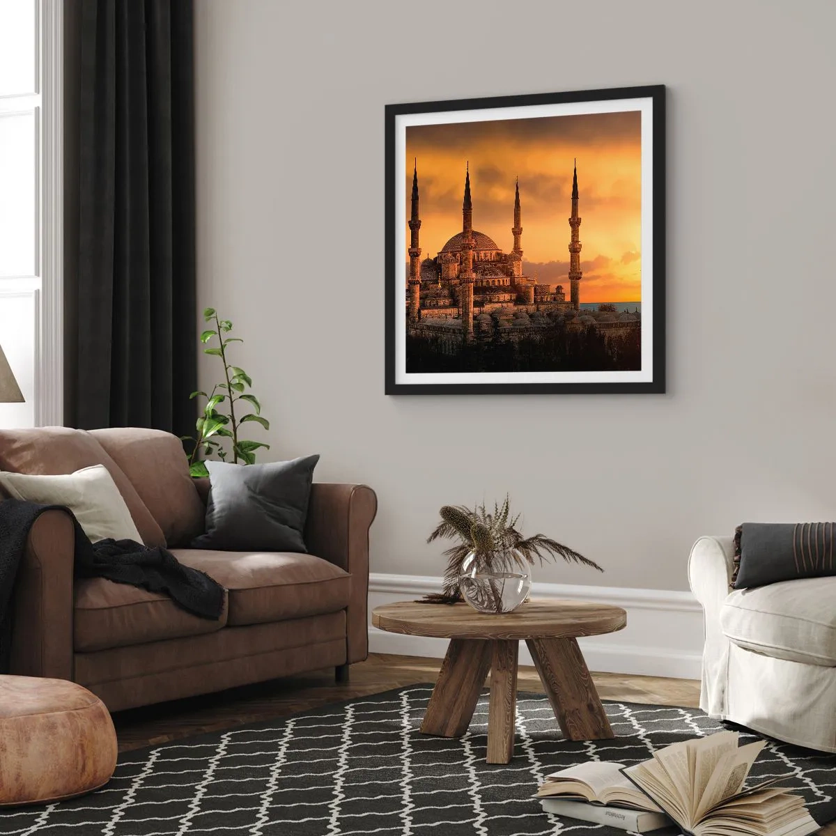 Plakat i sort ramme - Gud er stor - 40x40 cm