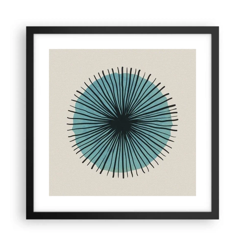 Plakat i sort ramme - Strålende på blå - 40x40 cm