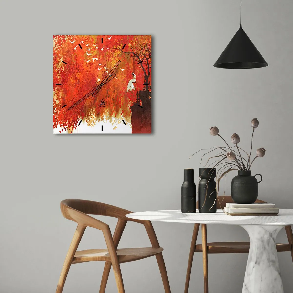 Vægur, Uret - Vil han flyve med dem? - 30x30 cm