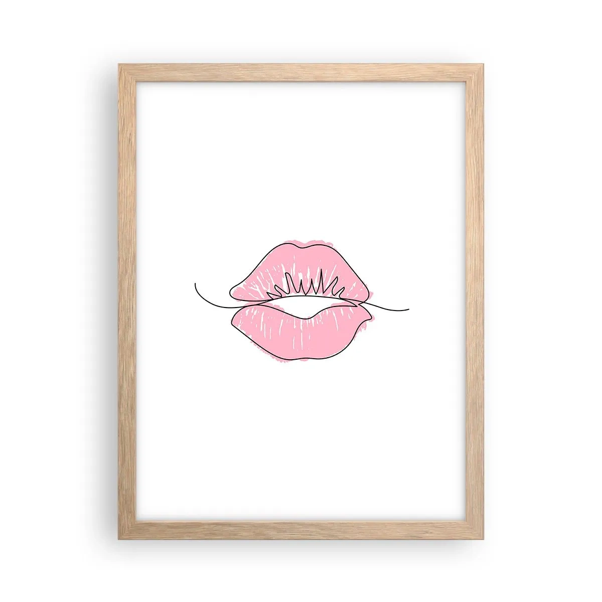 Plakat i ramme af lyst egetræ - Klar til at kysse? - 30x40 cm