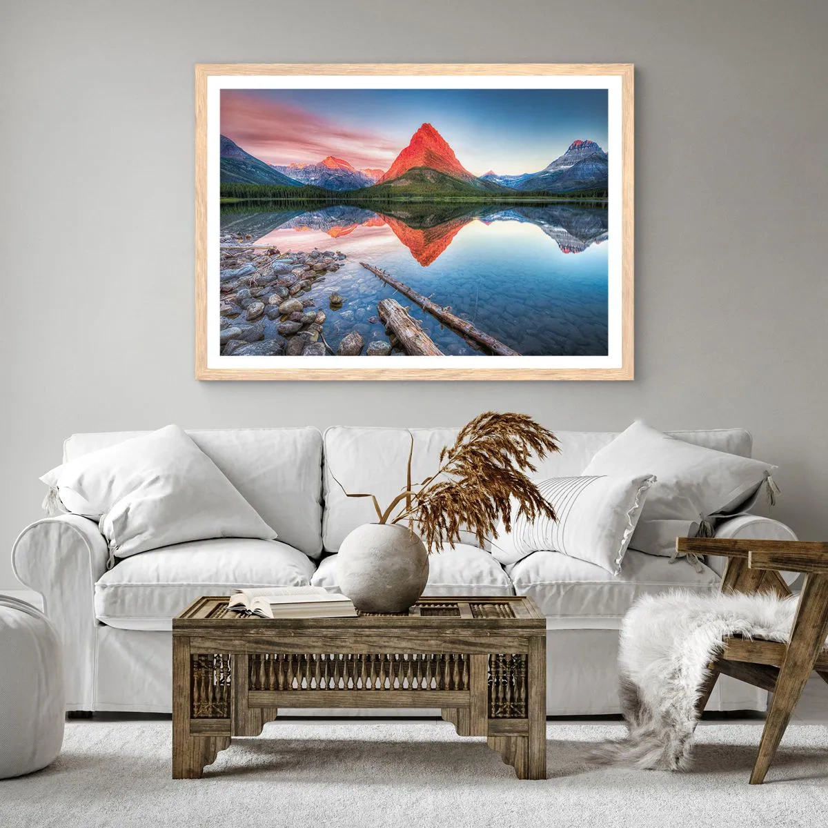 Plakat i ramme af lyst egetræ - Varme og kulde - 100x70 cm