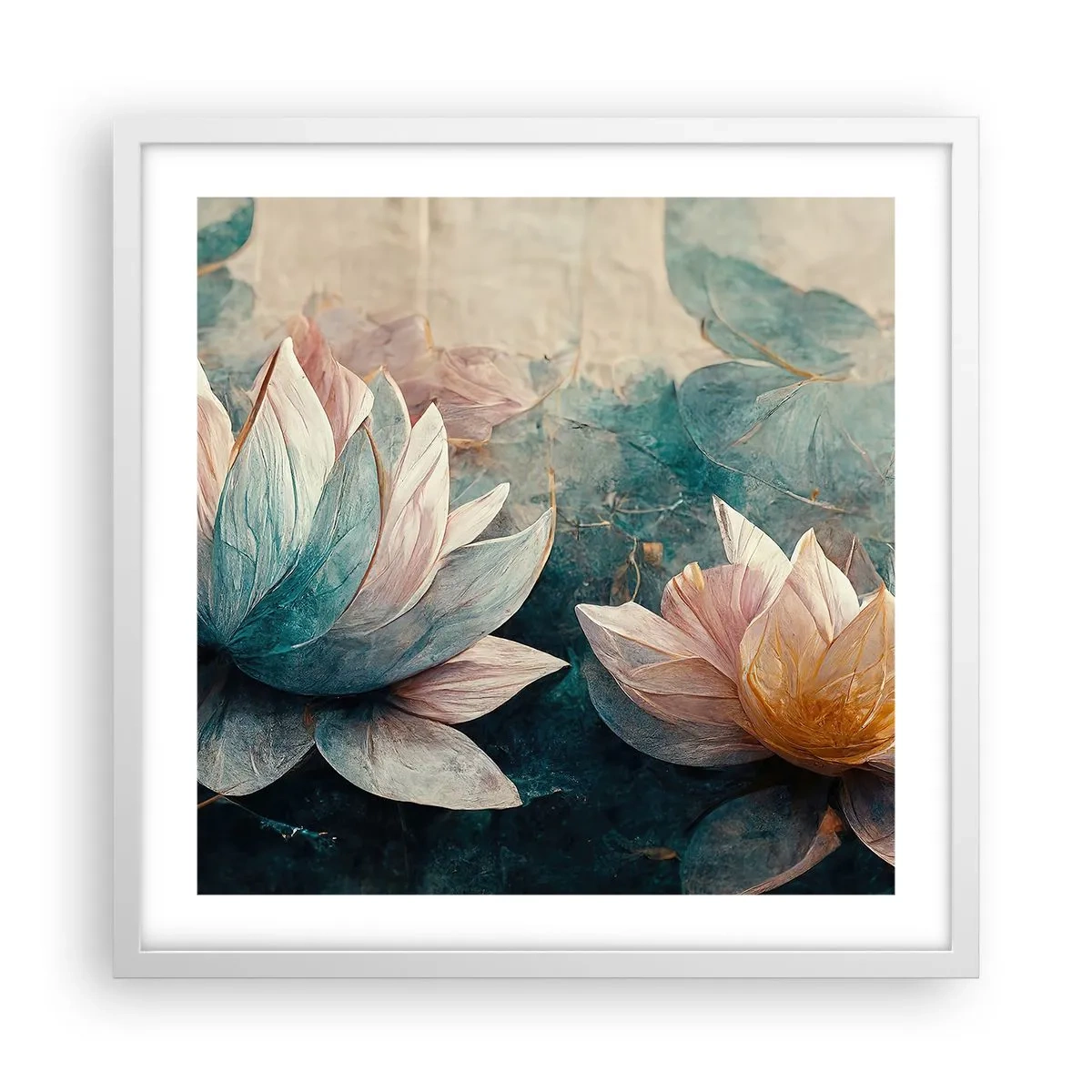 Plakat i hvid ramme - Søens stjerner - 50x50 cm