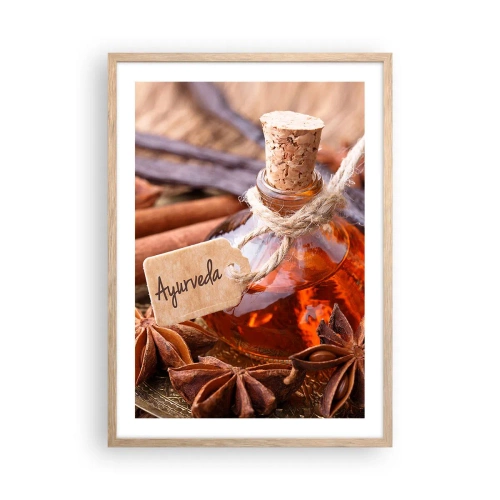 Plakat i ramme af lyst egetræ - På vej mod enhed af krop og ånd - 50x70 cm