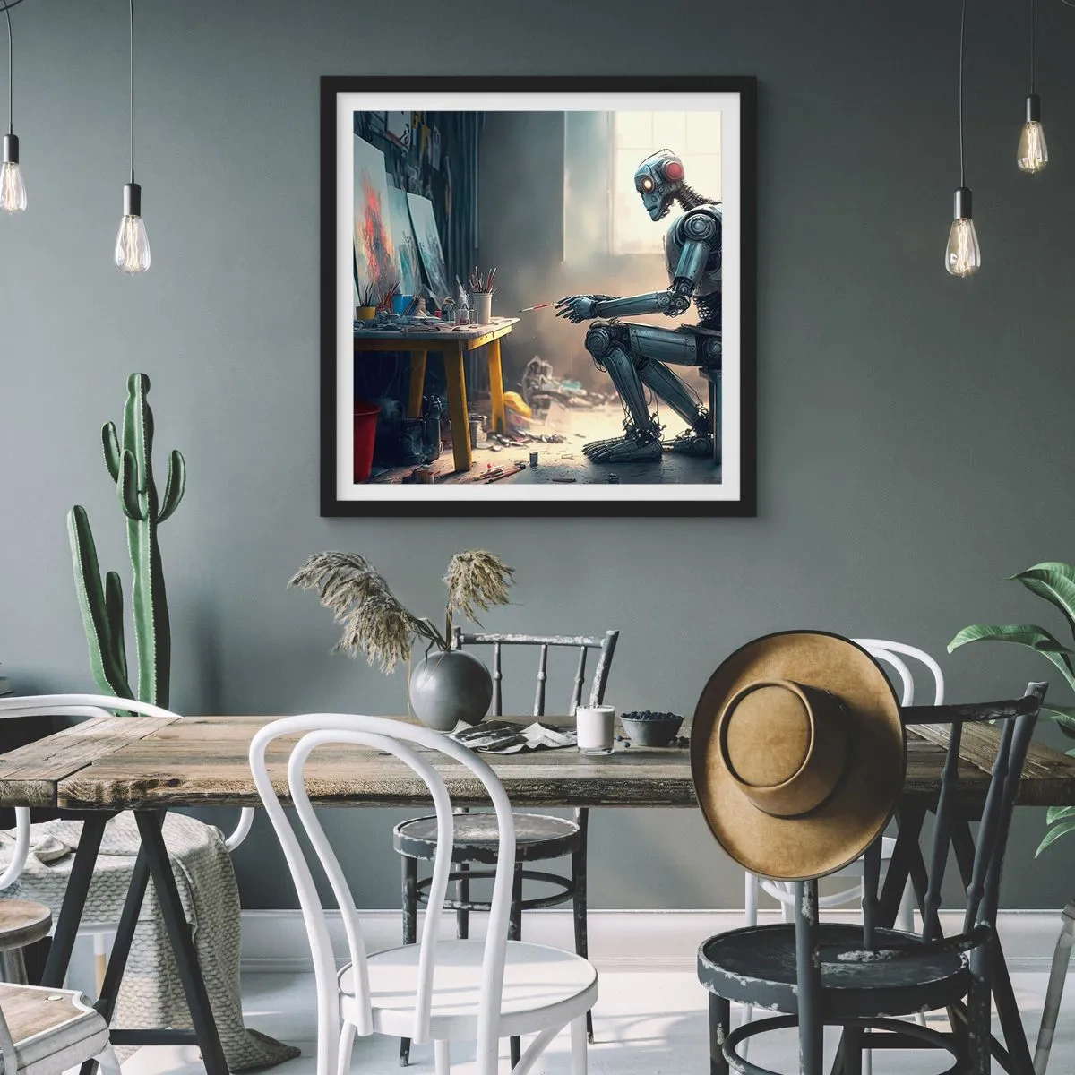 Plakat i sort ramme - Den skabende handling - 50x50 cm