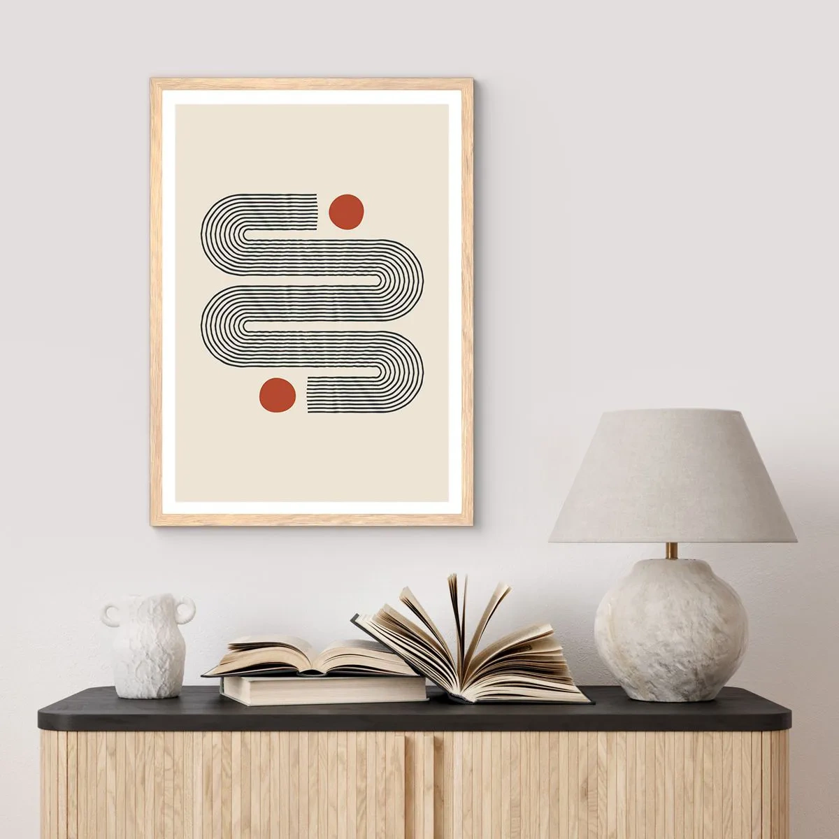 Plakat i ramme af lyst egetræ - Fra start til slut - 40x50 cm