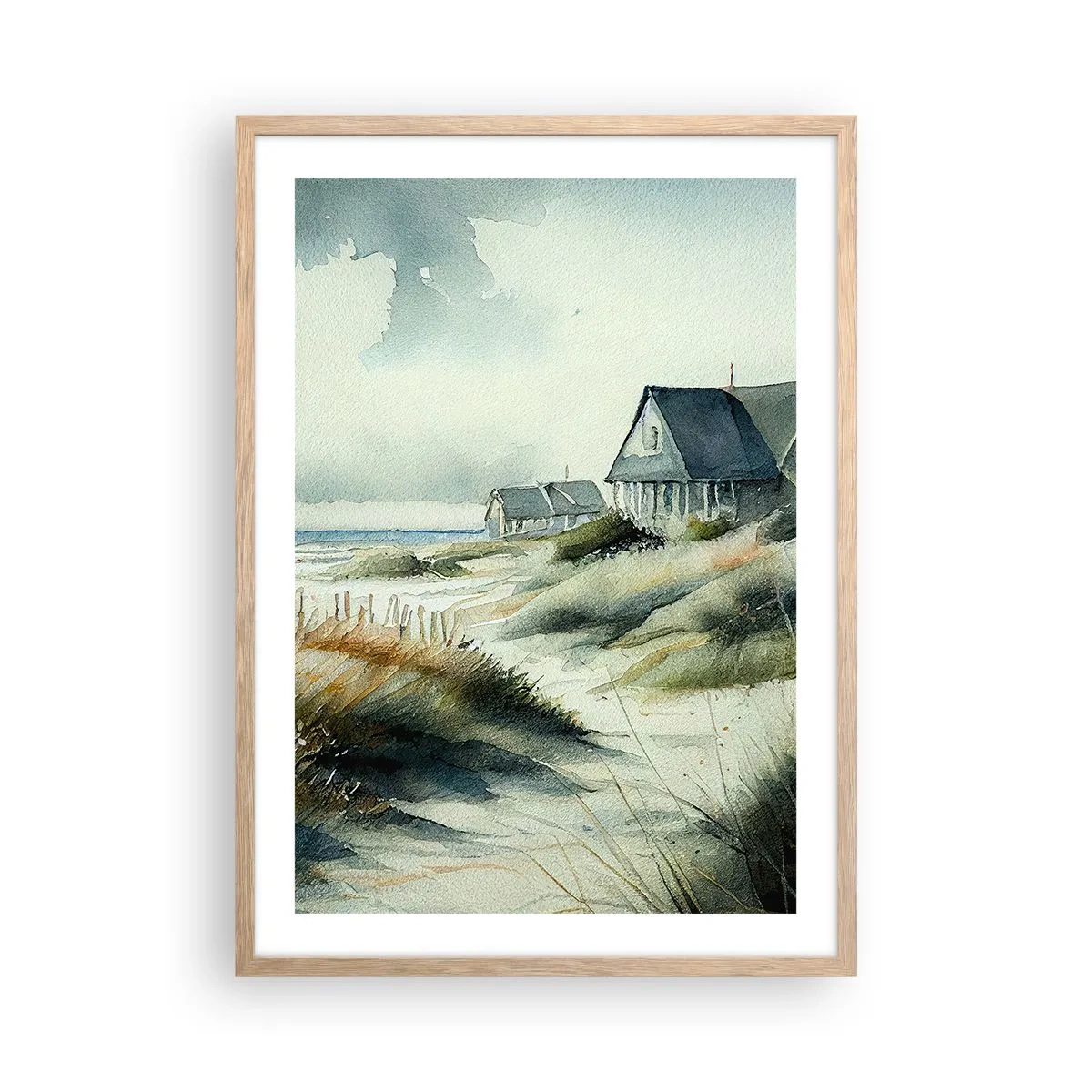 Plakat i ramme af lyst egetræ - Væk fra trængsel og travlhed - 50x70 cm