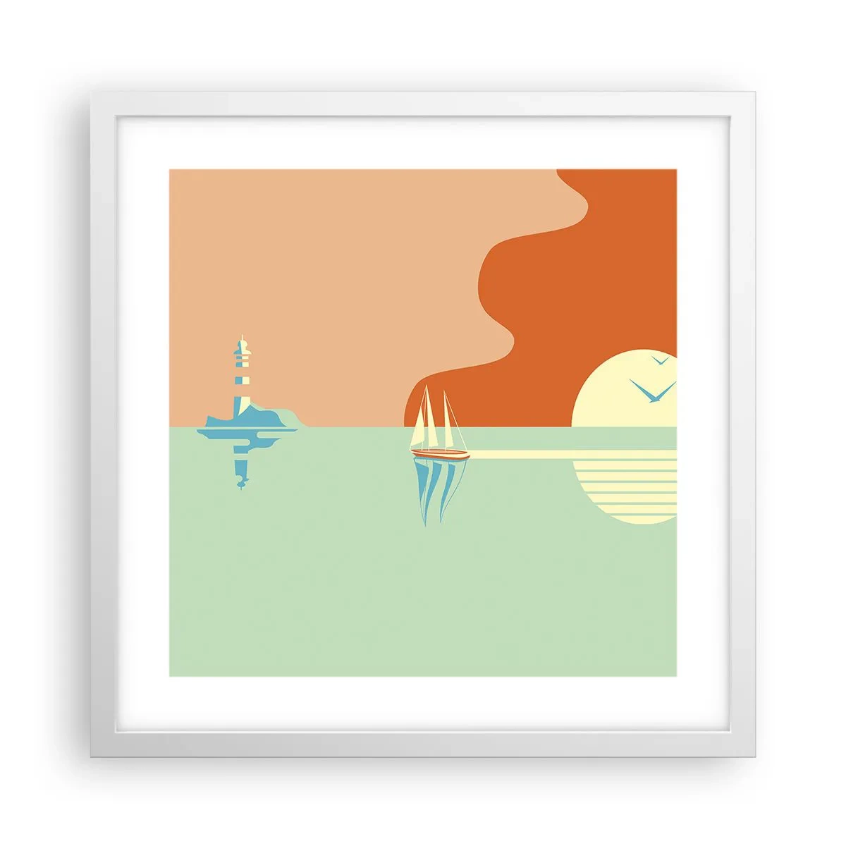 Plakat i hvid ramme - Det perfekte havlandskab - 40x40 cm