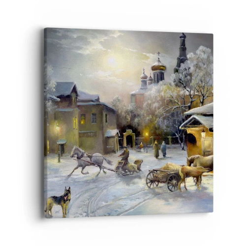 Lærredstryk - Billede på lærred - Den russiske vinters magi - 40x40 cm